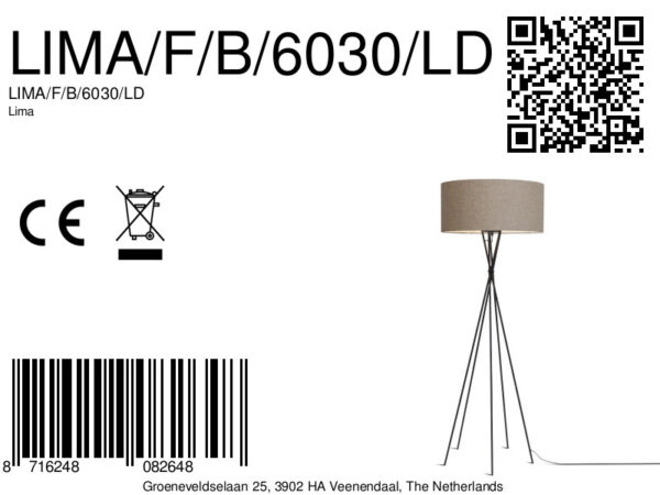 Zwart/donkergrijze vloerlamp 5-potig metaal/linnen It's About RoMi Lima - Image 7