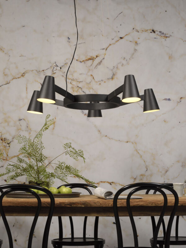 Ronde 5-lichts hanglamp zwart It's About RoMi Biarritz - Image 2
