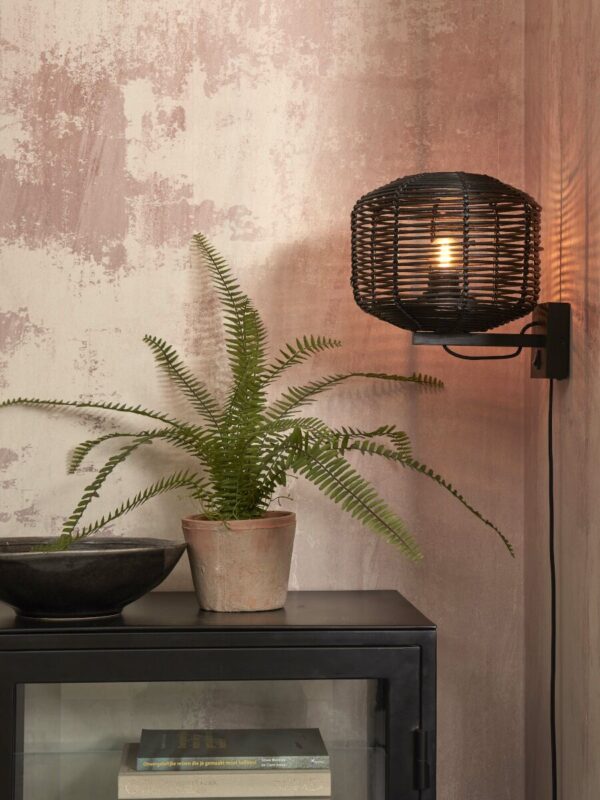Wandlamp rond bohemian zwart rotan GOOD&MOJO Tanami - Image 2