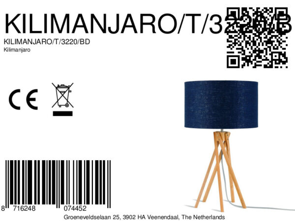 Blauwe tafellamp bamboe linnen bohemien GOOD&MOJO Kilimanjaro - Image 5