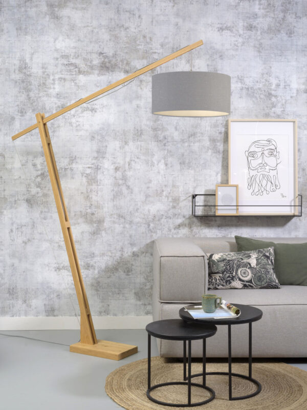Scandinavische grijze linnen vloerlamp GOOD&MOJO Montblanc - Image 2