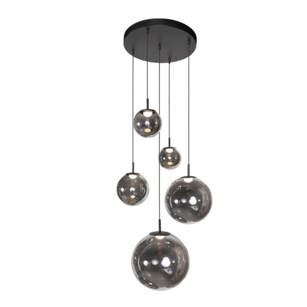 Zwarte design hanglamp 5-lichts LED rookglas Steinhauer Bollique - Image 2
