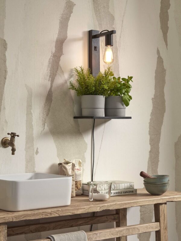 Moderne bamboe wandlamp zwart GOOD&MOJO Flores - Image 5