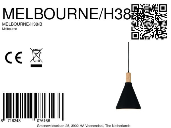 Hout/metalen hanglamp naturel/zwart L It's About RoMi Melbourne - Image 6