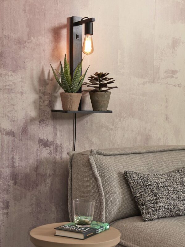 Moderne bamboe wandlamp zwart GOOD&MOJO Flores - Image 2
