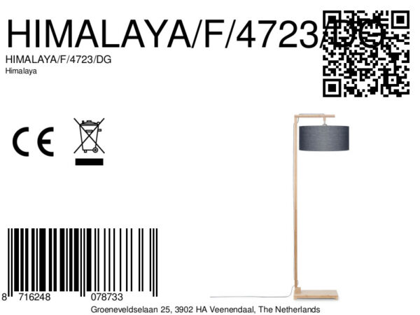 Grijze linnen vloerlamp rond Scandinavisch GOOD&MOJO Himalaya - Image 8