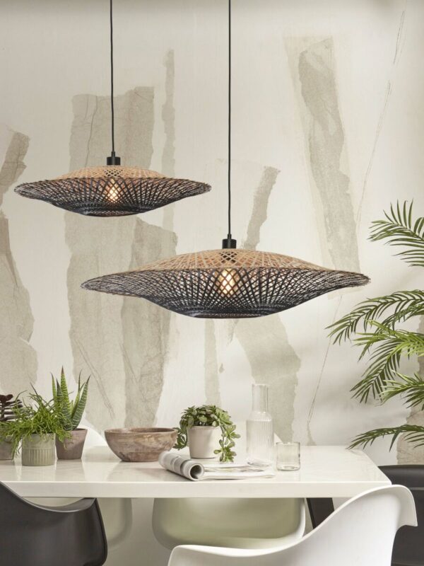 Naturel/zwarte schotelvorm bamboe hanglamp L GOOD&MOJO Kalimantan - Image 9