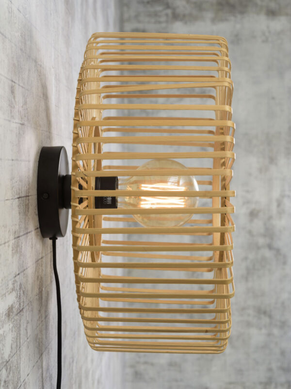 Ronde naturel-bamboe wandlamp Boheems GOOD&MOJO Bromo - Image 4