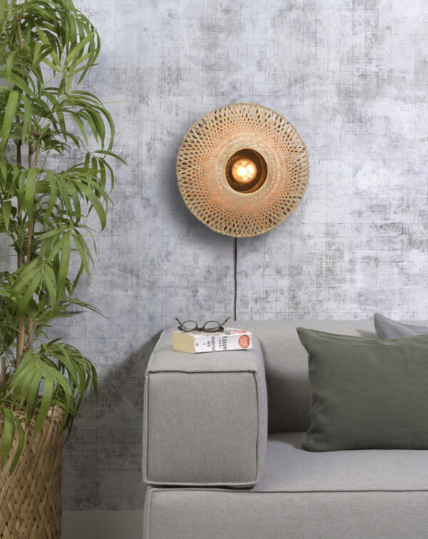 Zwart naturel bohemien wandlamp rond GOOD&MOJO Kalimantan - Image 2