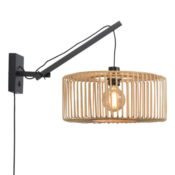 Wandlamp rond naturel-bamboe bohemien GOOD&MOJO Bromo