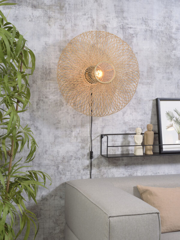 Naturel-zwarte bohemien bamboe wandlamp GOOD&MOJO Cango - Image 2