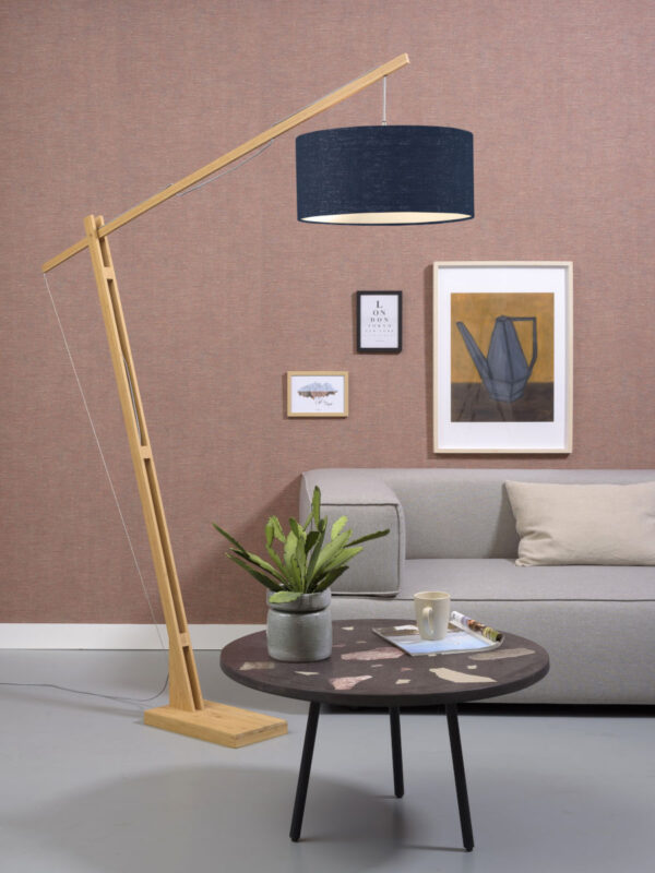 Vloerlamp bamboe/linnen kap blauw GOOD&MOJO Montblanc - Image 5
