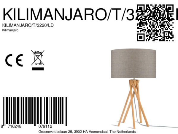 Linnen bamboe bohemien grijze tafellamp GOOD&MOJO Kilimanjaro - Image 5