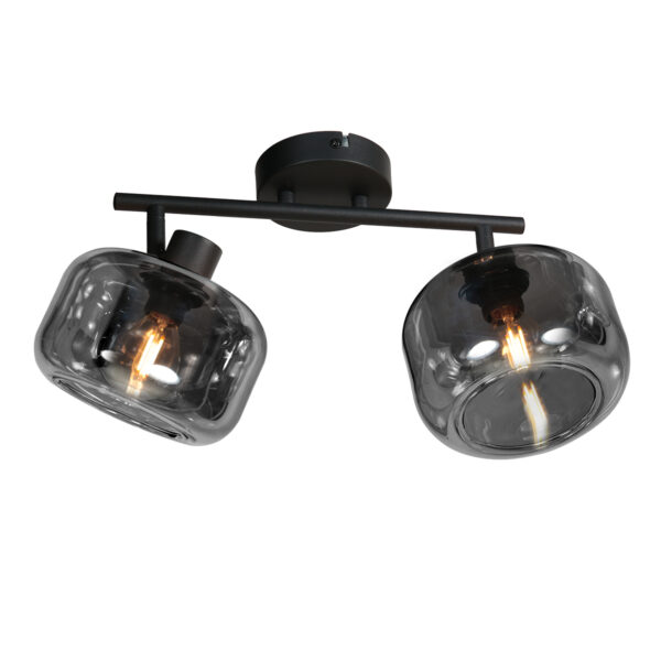 Tweelichts spot zwart rookglas Mexlite Tenebris