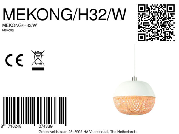 Metaal/bamboe hanglamp wit rond GOOD&MOJO Mekong - Image 7