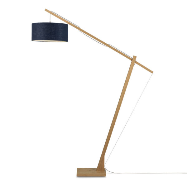 Vloerlamp bamboe/linnen kap blauw GOOD&MOJO Montblanc