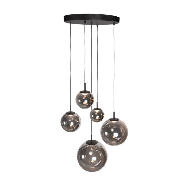 Zwarte design hanglamp 5-lichts LED rookglas Steinhauer Bollique - Image 6