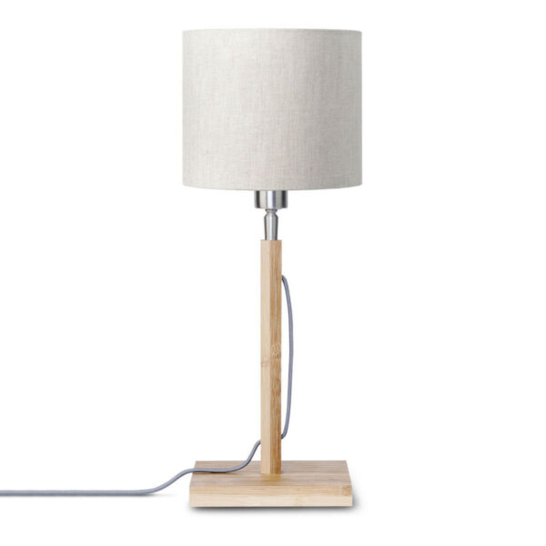 Scandinavische tafellamp grijs linnen rond GOOD&MOJO Fuji