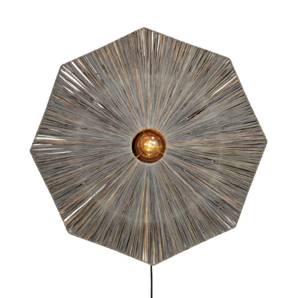 Wandlamp grijs raffia achthoek L GOOD&MOJO Panama