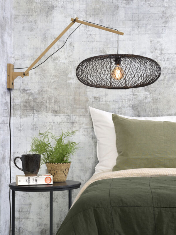 Zwarte-naturel wandlamp gevlochten GOOD&MOJO Cango - Image 5