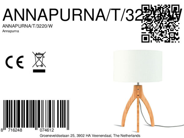 Witte tafellamp kruk hoog GOOD&MOJO Annapurna - Image 5