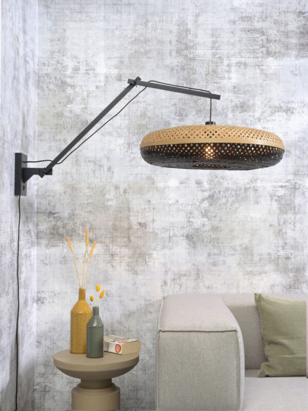Bamboe zwarte wandlamp rond boheems GOOD&MOJO Palawan - Image 2