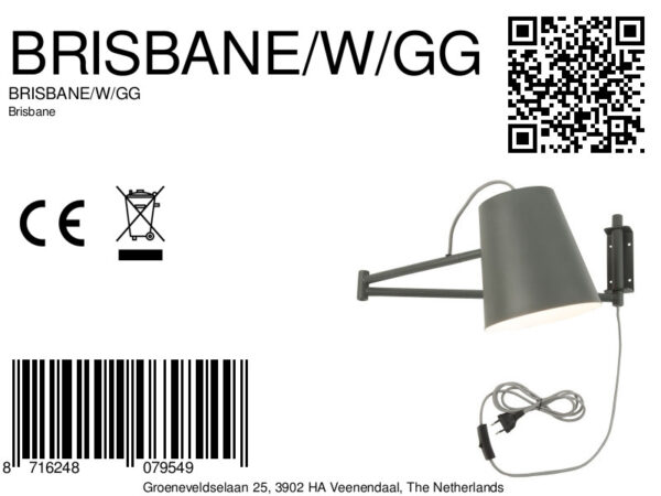 Grijze retro metalen wandlamp It's About RoMi Brisbane - Image 10
