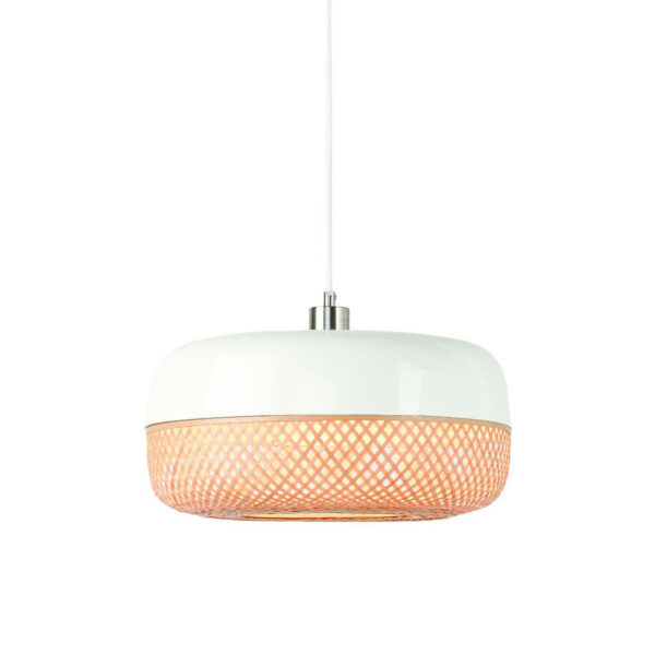 Witte hanglamp plat metaal/bamboe GOOD&MOJO Mekong