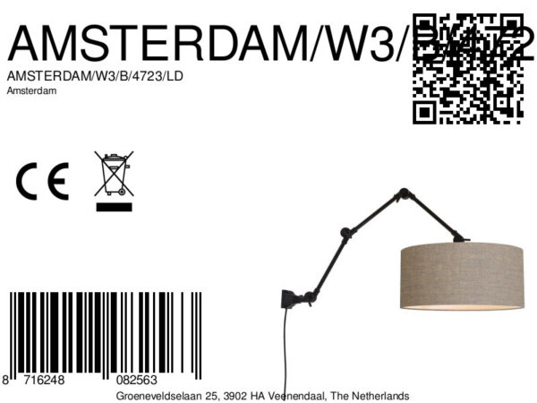 Wandlamp grijs linnen retro It's About RoMi Amsterdam - Image 9