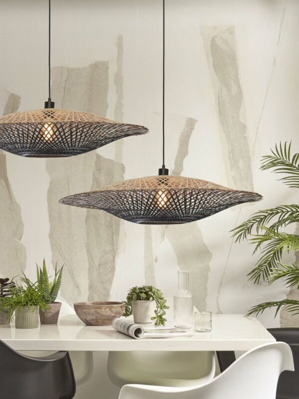 Naturel/zwarte schotelvorm bamboe hanglamp L GOOD&MOJO Kalimantan - Image 5