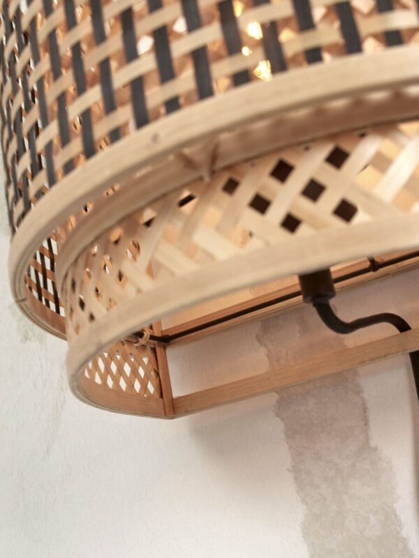 Bamboe bohemian wandlamp naturel zwart GOOD&MOJO Bhutan - Image 4