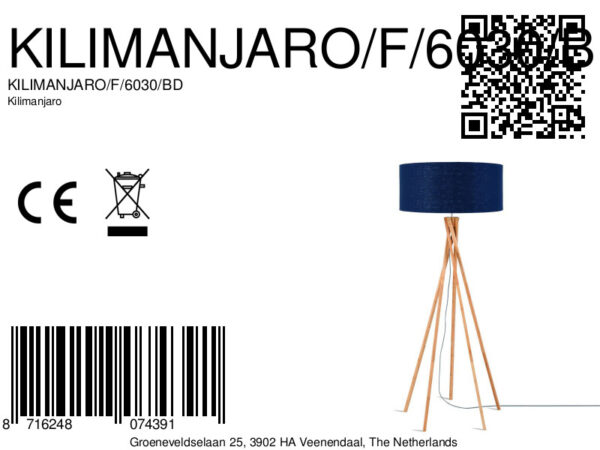 Blauwe vloerlamp bamboe linnen Boheems GOOD&MOJO Kilimanjaro - Image 7
