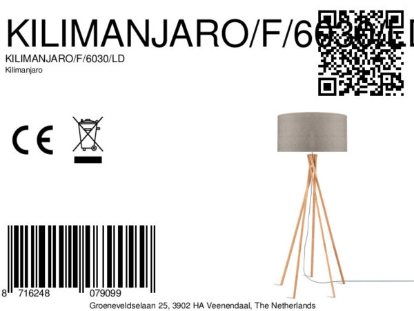 Grijze vloerlamp bamboe linnen Boheems GOOD&MOJO Kilimanjaro - Image 5