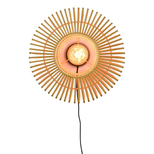 Ronde naturel-bamboe wandlamp Boheems GOOD&MOJO Bromo