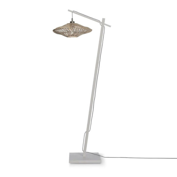 Bamboe-rotan Boheemse witte vloerlamp GOOD&MOJO Zanzibar
