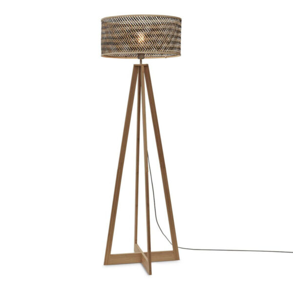 Zwart-naturel bohemien bamboe vloerlamp GOOD&MOJO Java