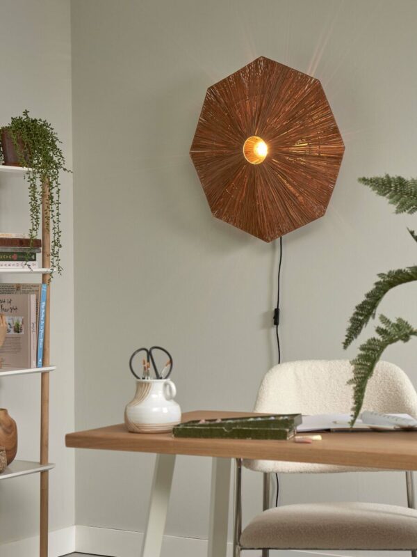 Achthoekige wandlamp bruin raffia L GOOD&MOJO Panama - Image 4