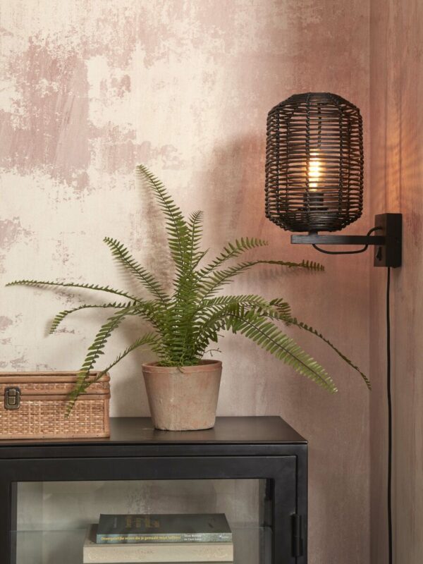 Zwarte bohemian wandlamp metaal rotan GOOD&MOJO Tanami - Image 2