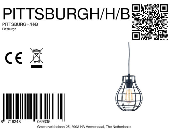 Metalen zwarte retro hanglamp It's About RoMi Pittsburgh - Image 11