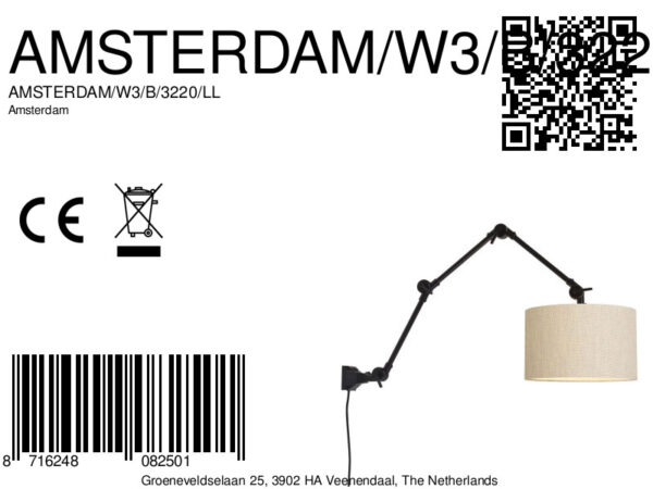 Grijze linnen retro wandlamp It's About RoMi Amsterdam - Image 9