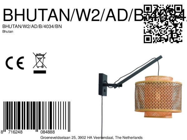 Dubbelkap wandlamp naturel/zwart bamboe GOOD&MOJO Bhutan - Image 9