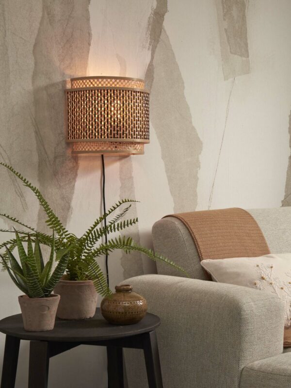 Bamboe bohemian wandlamp naturel zwart GOOD&MOJO Bhutan - Image 2