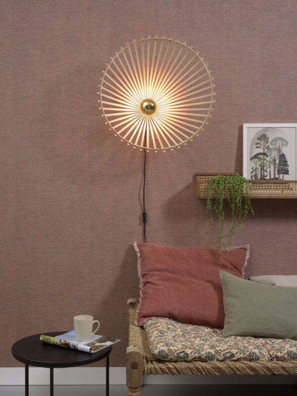 Zwarte-naturel bamboe bohemien wandlamp GOOD&MOJO Bromo - Image 5