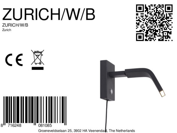 Wandlamp modern zwart metaal It's About RoMi Zurich - Image 9
