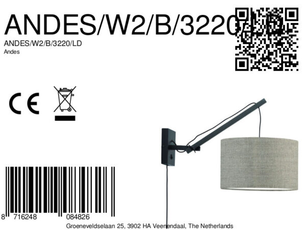 Loodgrijze wandlamp enkelgewricht GOOD&MOJO Andes - Image 6