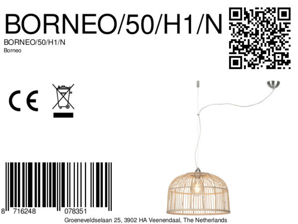 Hanglamp bamboe naturel/nikkel 1-lichts L GOOD&MOJO Borneo - Image 7