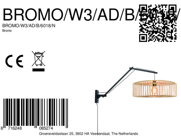Zwart-naturel bohemian bamboe wandlamp GOOD&MOJO Bromo - Image 10