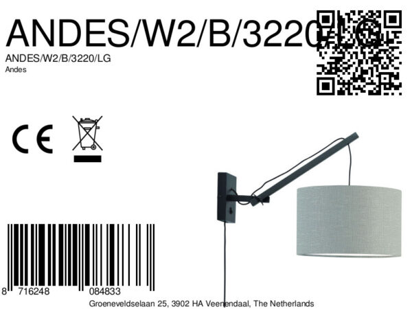 Lichtgrijze wandlamp enkelgewricht GOOD&MOJO Andes - Image 6