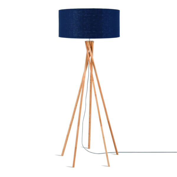 Blauwe vloerlamp bamboe linnen Boheems GOOD&MOJO Kilimanjaro