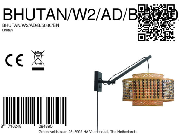 Bamboe wandlamp dubbelkap naturel/zwart L GOOD&MOJO Bhutan - Image 9